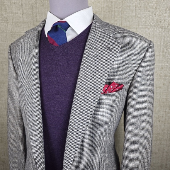 Canali Made in Italy 100% Wool Houndstooth Sport Coat Blazer Size 58L (US 48L) - Picture 3 of 14